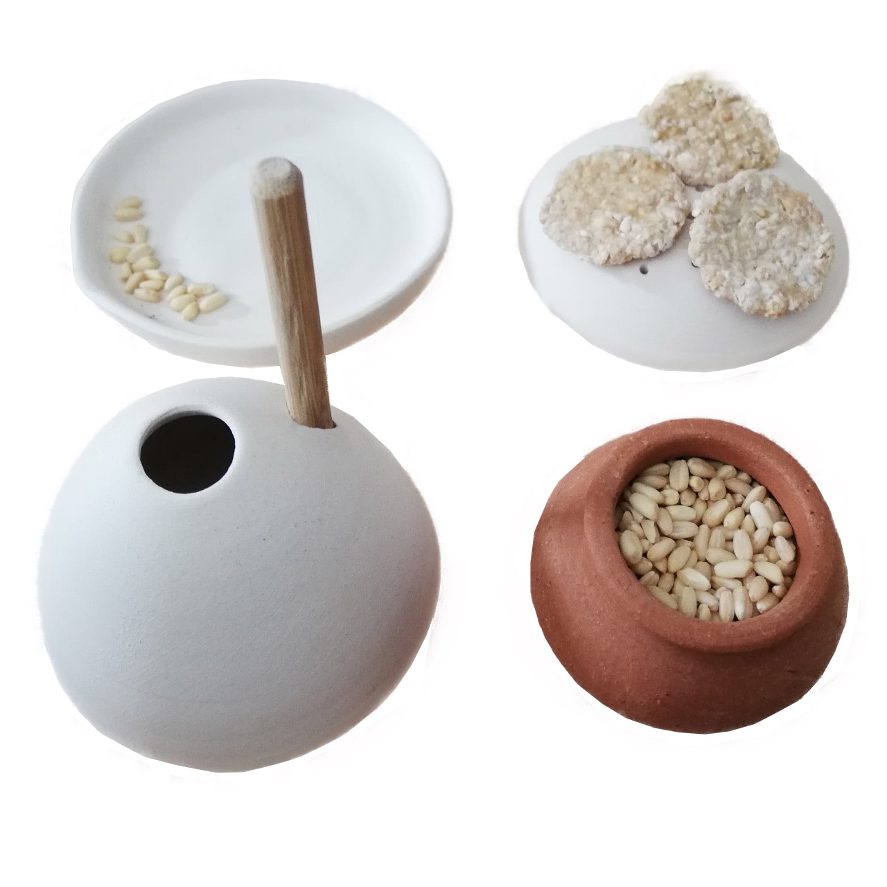 Getreidemühle   Brotbackplatte   Brote   Getreideschale